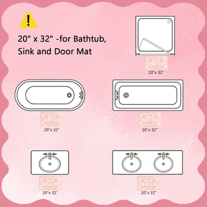 Light Pink Get Naked Bath Mat Scalloped Bow Bathroom Rug, 20" x 32"