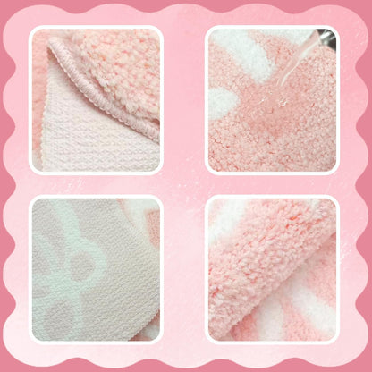 Light Pink Get Naked Bath Mat Scalloped Bow Bathroom Rug, 20" x 32"