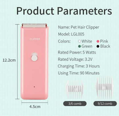 Handy Pet Hair Trimmers Recommended By The Vet,Super Quiet Long Lasting Powerful Dog Clippers(Waterproof USB Rechargeable Grooming Shavers for Dogs and Cats with Matted Coats) Pink
