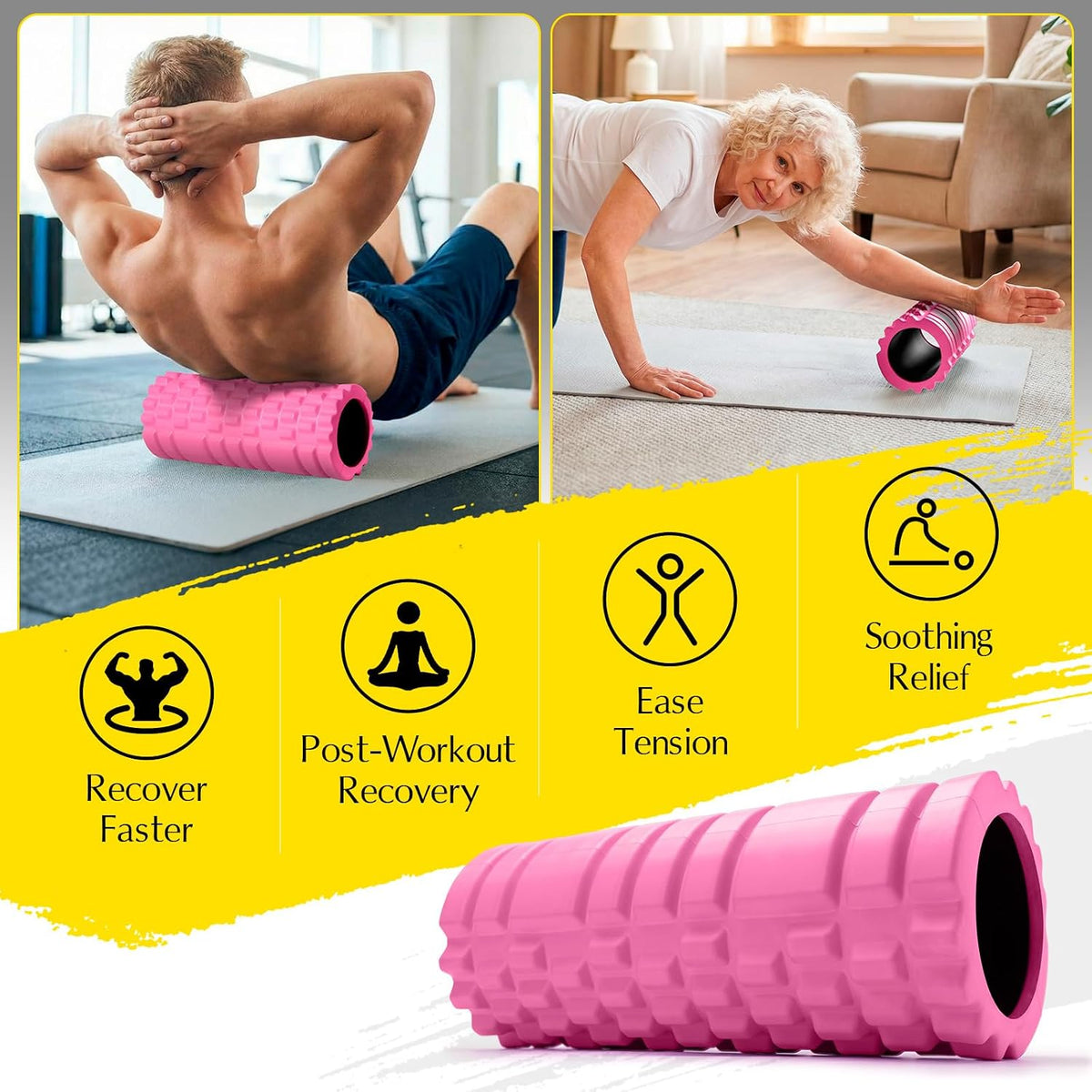 Foam Roller 13" Multi Density Fitness Exercise for Muscle Recovery