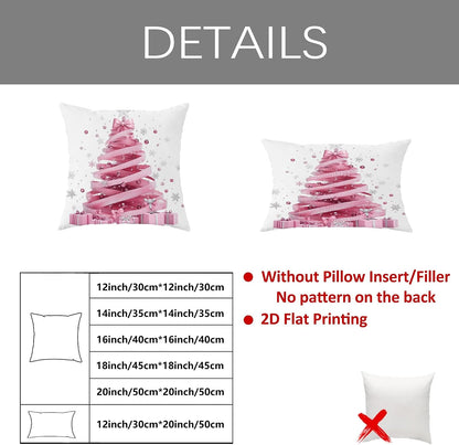 Christmas Throw Pillow Covers Set of 2, Peach Tree and Gift Decorative Cushion Cases, Holiday Square Home Decor for Sofa Bed Couch 20x20 Inch