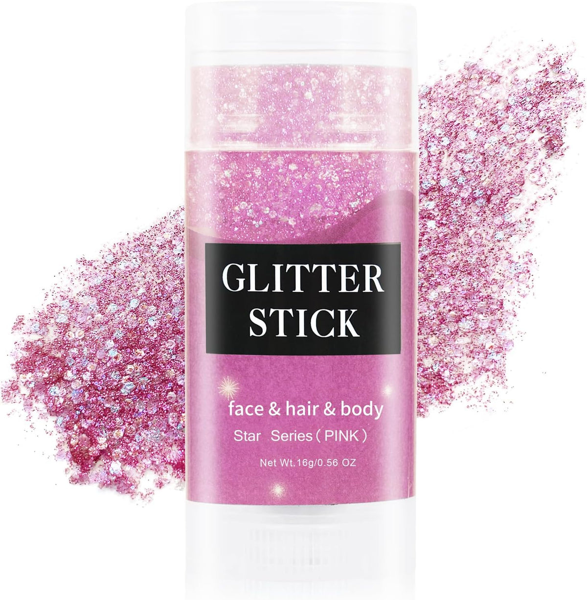 Pink Body Glitter Stick,Face Glitter Sparkly Hair Glitter,Halloween Pink Accessories for Spirit Week,Singer Concerts Lover Heart Glitter Makeup,Mermaid Glitter Face Paint Waterproof