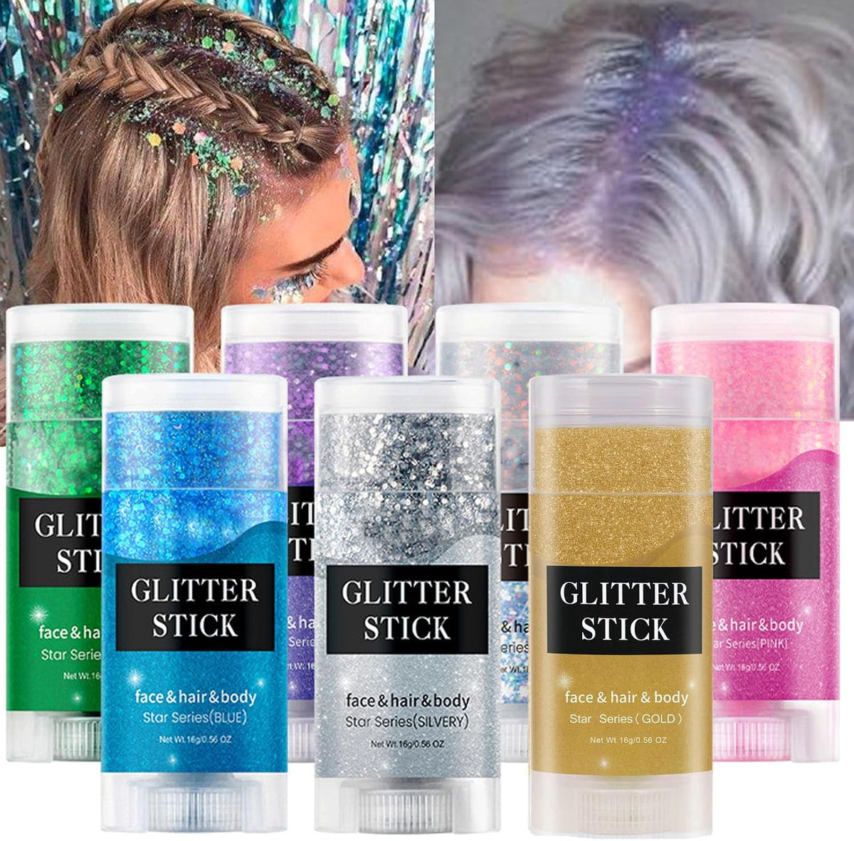 Pink Body Glitter Stick,Face Glitter Sparkly Hair Glitter,Halloween Pink Accessories for Spirit Week,Singer Concerts Lover Heart Glitter Makeup,Mermaid Glitter Face Paint Waterproof