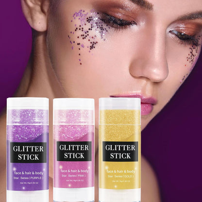 Pink Body Glitter Stick,Face Glitter Sparkly Hair Glitter,Halloween Pink Accessories for Spirit Week,Singer Concerts Lover Heart Glitter Makeup,Mermaid Glitter Face Paint Waterproof