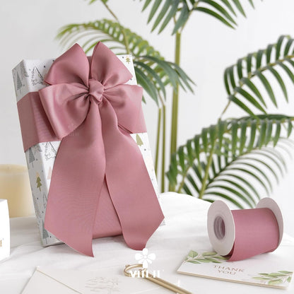 Rosy Mauve Grosgrain Ribbon 3 Inch Grosgrain Hair Ribbons 10 Yards Per Roll Pink Wedding Ribbon for Cheer Bow, Hair Bow Supplies Wide Ribbons for Crafts, Sewing, Scrapbooking