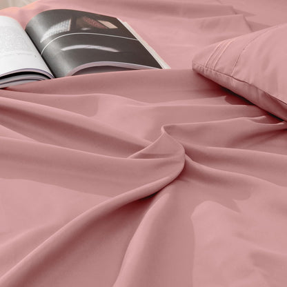Dusty Pink Queen Size Sheet Set, 6 Piece, 16 Inch Deep Pocket