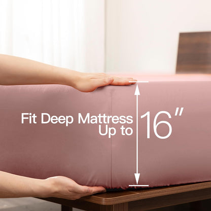 Dusty Pink Queen Size Sheet Set, 6 Piece, 16 Inch Deep Pocket