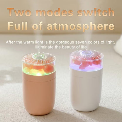 Himalayan Salt Lamp Ultrasonic Humidifier,Essential Oil Aromatherapy Diffuser,230ML Cool Mist Humidifier with Built-in Battery,7 Color Light,Auto Shut-Off Pink