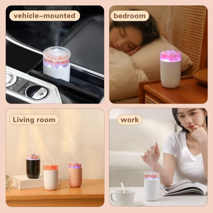 Himalayan Salt Lamp Ultrasonic Humidifier,Essential Oil Aromatherapy Diffuser,230ML Cool Mist Humidifier with Built-in Battery,7 Color Light,Auto Shut-Off Pink