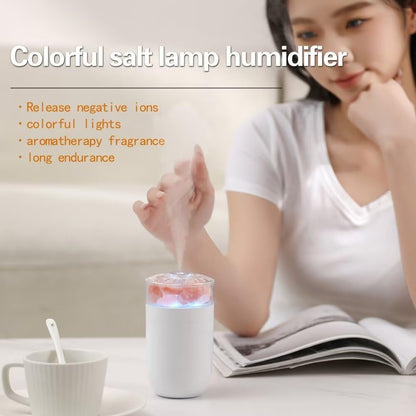 Himalayan Salt Lamp Ultrasonic Humidifier,Essential Oil Aromatherapy Diffuser,230ML Cool Mist Humidifier with Built-in Battery,7 Color Light,Auto Shut-Off Pink