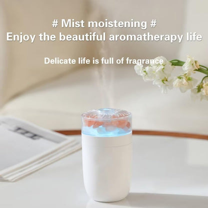 Himalayan Salt Lamp Ultrasonic Humidifier,Essential Oil Aromatherapy Diffuser,230ML Cool Mist Humidifier with Built-in Battery,7 Color Light,Auto Shut-Off Pink