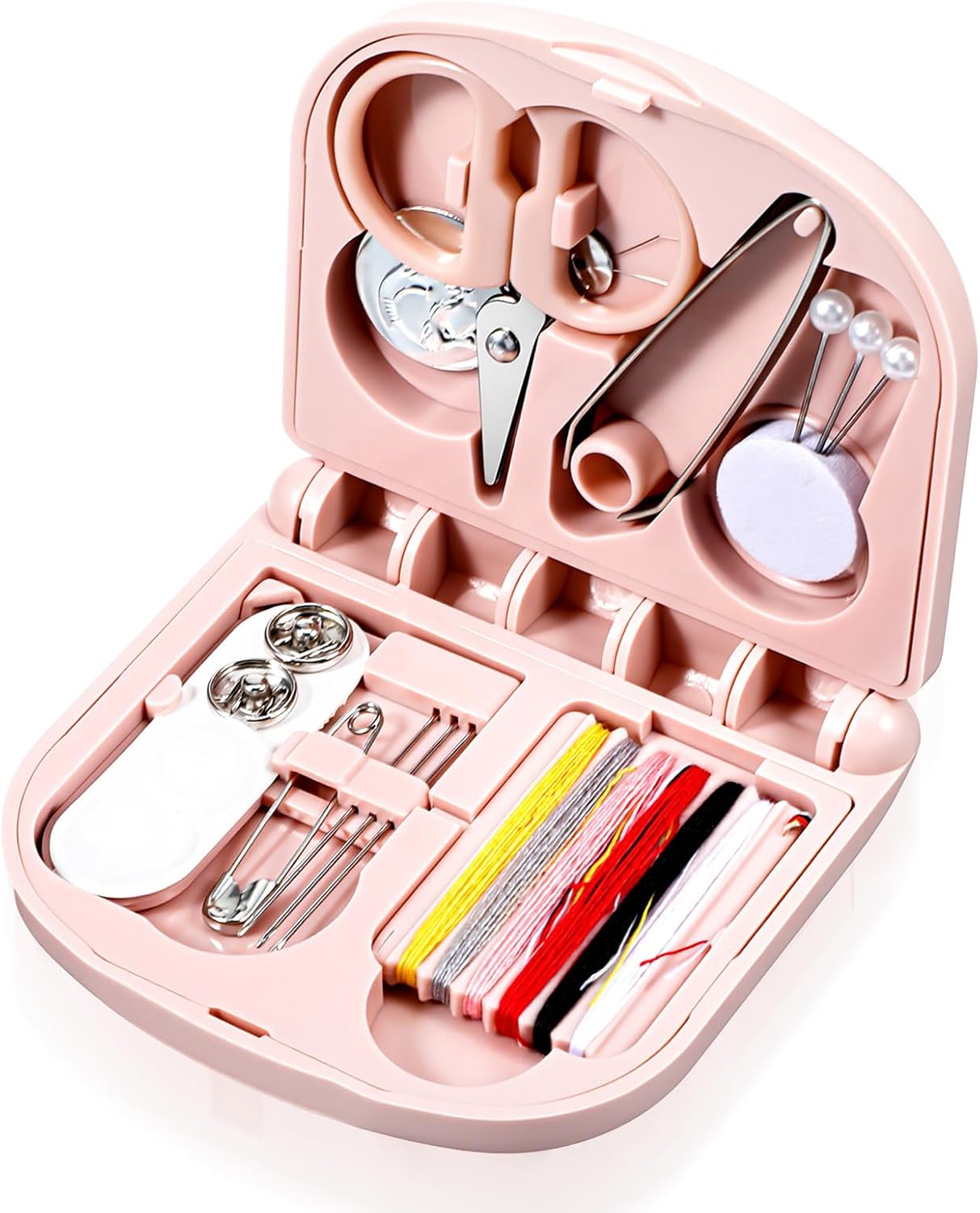 Mini Sewing Kit Travel, Emergency Small Sewing Kit, Needle and Thread Kit Deluxe 5th Gen Square Soft Pink, Portable Essentials for Quick Repairs