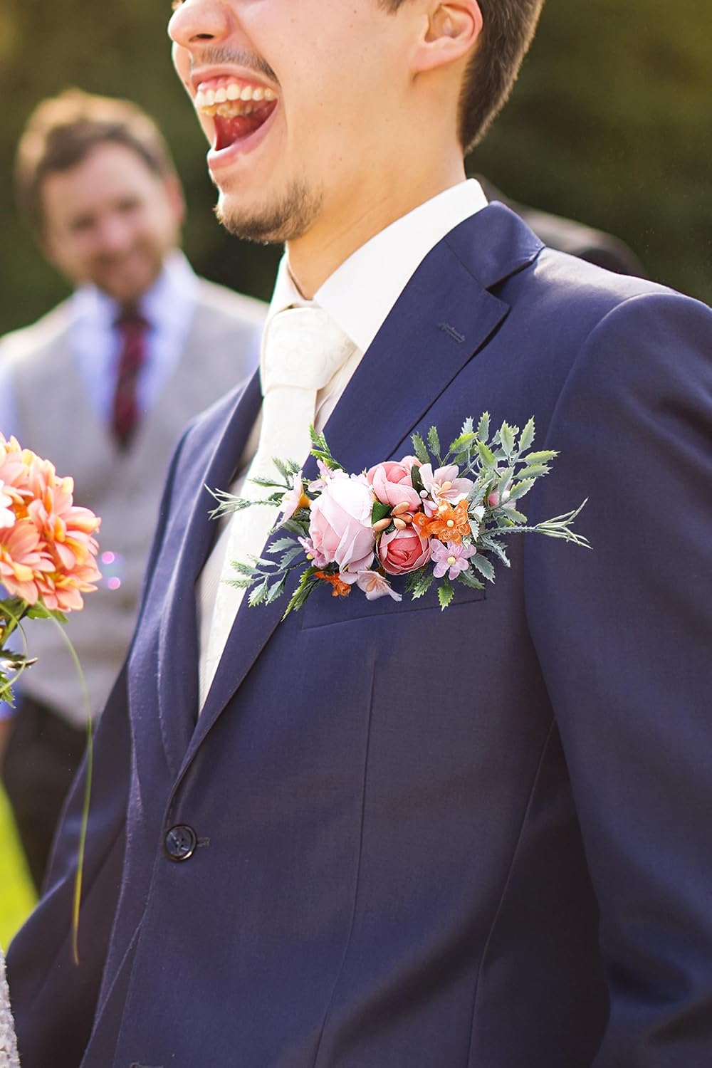 Pink Pocket Boutonniere for Men Boutonniere for Wedding Rustic Corsage for Groom Woodland Boutonnieres for Groomsmen Prom Dinner Party Anniversary Suit