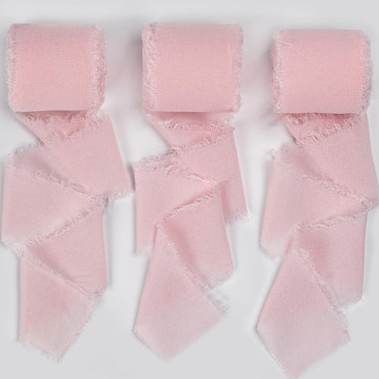 Pink Ribbon, Light Pink Chiffon Silk Ribbon, 1.5''x21Yd