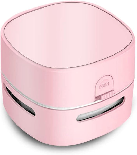 Mini Desktop Vacuum Cleaner for Table Dust (Pink AA Battery)