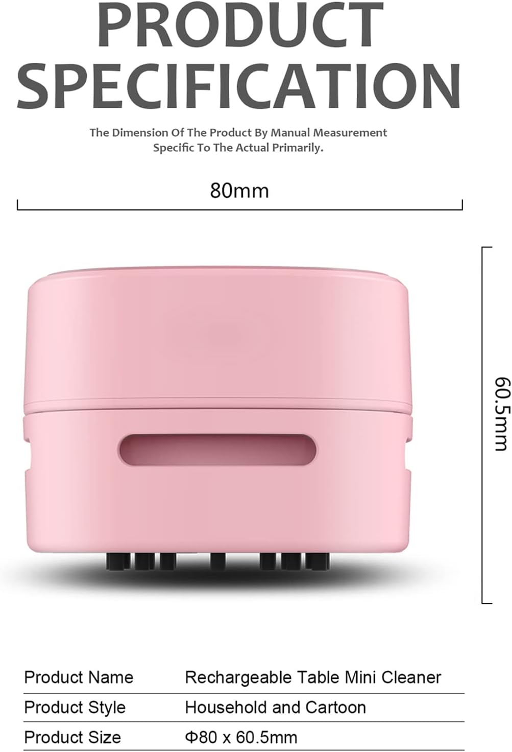 Mini Desktop Vacuum Cleaner for Table Dust (Pink AA Battery)