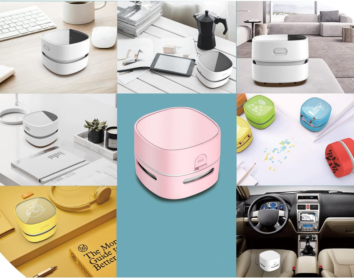 Mini Desktop Vacuum Cleaner for Table Dust (Pink AA Battery)