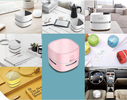Mini Desktop Vacuum Cleaner for Table Dust (Pink AA Battery)