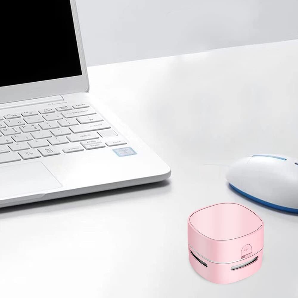 Mini Desktop Vacuum Cleaner for Table Dust (Pink AA Battery)