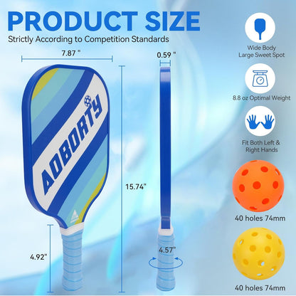 Pickleball Paddles 4 Pack - USAPA Light Graphite Premium Rackets Fiber Face & Polymer Honeycomb Core Pickleball Set with 4 Outdoor Indoor Balls Including Portable Carry Bag