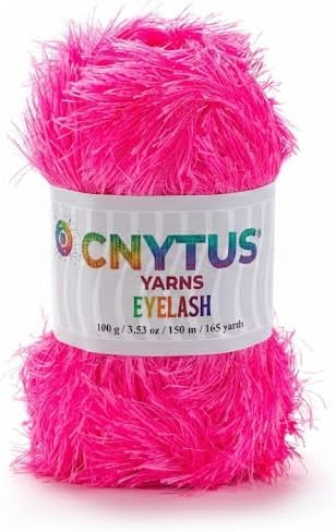 Premium Eyelash Fun Fur Yarn - Ultra Soft Fuzzy Faux Fur Novelty Thread for Knitting & Crochet | Chunky Multi Color Craft Supplies - 3.53 Oz (100g), 165 Yrds (150m) (1Skein, Candy Pink)
