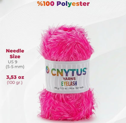 Premium Eyelash Fun Fur Yarn - Ultra Soft Fuzzy Faux Fur Novelty Thread for Knitting & Crochet | Chunky Multi Color Craft Supplies - 3.53 Oz (100g), 165 Yrds (150m) (1Skein, Candy Pink)