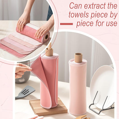 50 Pcs Reusable Paper Towels Cotton Washable,Gradient Pink
