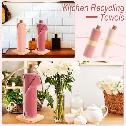 50 Pcs Reusable Paper Towels Cotton Washable,Gradient Pink