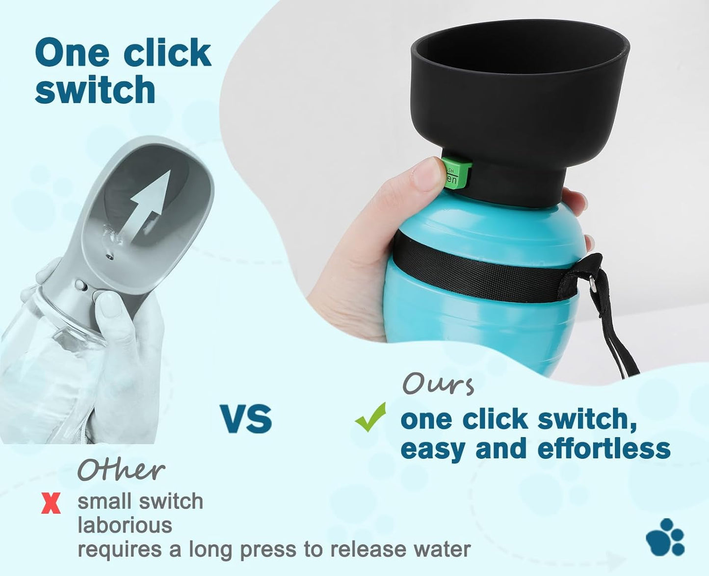 Pecute Portable Dog Water Bottle, 2 in 1 Cat Dog Travel Water Bottle Bowl Leakproof with Double Seal, BPA Free, Lightweight, Pet Small Animal Water Bottel Dispenser for Outdoor Walking Hiking Travels