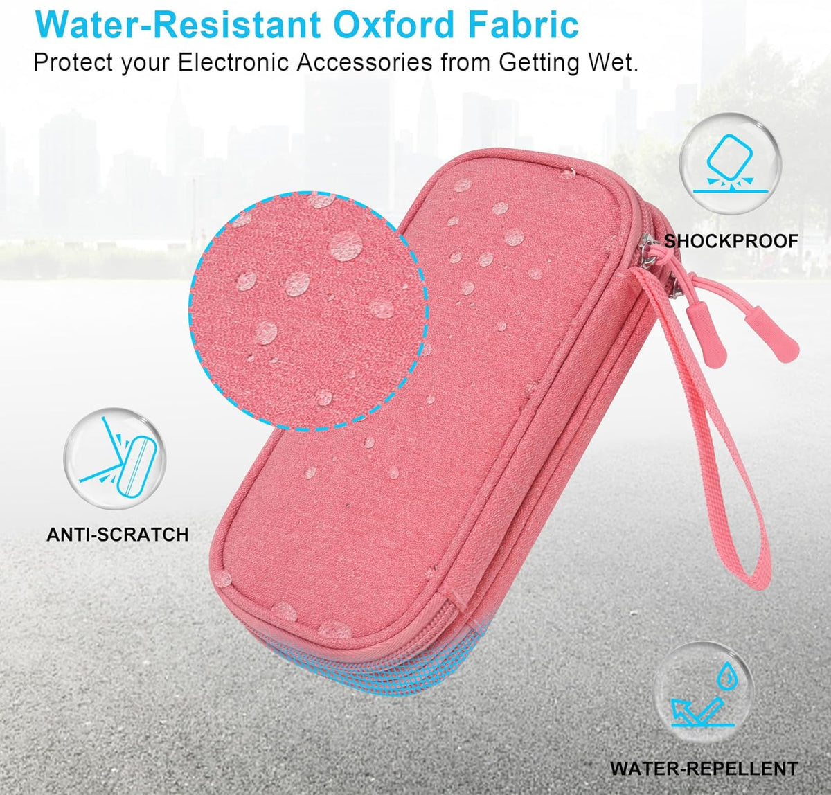 USB Flash Drive Case Thumb Drive Holder Case Organizer Portable Electronic Accessories Storage Bag for SanDisk/SamData/Samsung USB Flash Drives Jump Drive Memory Stick, SD Card, Cable, Pink