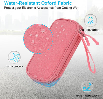 USB Flash Drive Case Thumb Drive Holder Case Organizer Portable Electronic Accessories Storage Bag for SanDisk/SamData/Samsung USB Flash Drives Jump Drive Memory Stick, SD Card, Cable, Pink