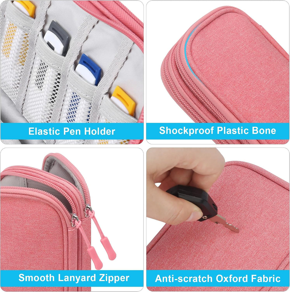 USB Flash Drive Case Thumb Drive Holder Case Organizer Portable Electronic Accessories Storage Bag for SanDisk/SamData/Samsung USB Flash Drives Jump Drive Memory Stick, SD Card, Cable, Pink