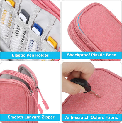 USB Flash Drive Case Thumb Drive Holder Case Organizer Portable Electronic Accessories Storage Bag for SanDisk/SamData/Samsung USB Flash Drives Jump Drive Memory Stick, SD Card, Cable, Pink