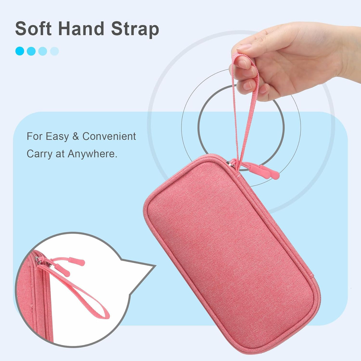 USB Flash Drive Case Thumb Drive Holder Case Organizer Portable Electronic Accessories Storage Bag for SanDisk/SamData/Samsung USB Flash Drives Jump Drive Memory Stick, SD Card, Cable, Pink