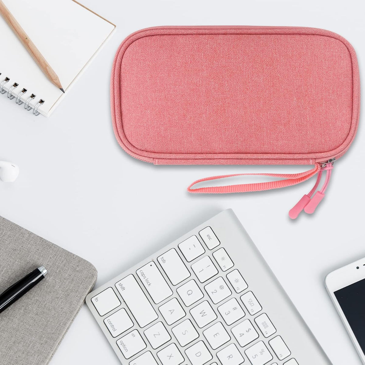 USB Flash Drive Case Thumb Drive Holder Case Organizer Portable Electronic Accessories Storage Bag for SanDisk/SamData/Samsung USB Flash Drives Jump Drive Memory Stick, SD Card, Cable, Pink