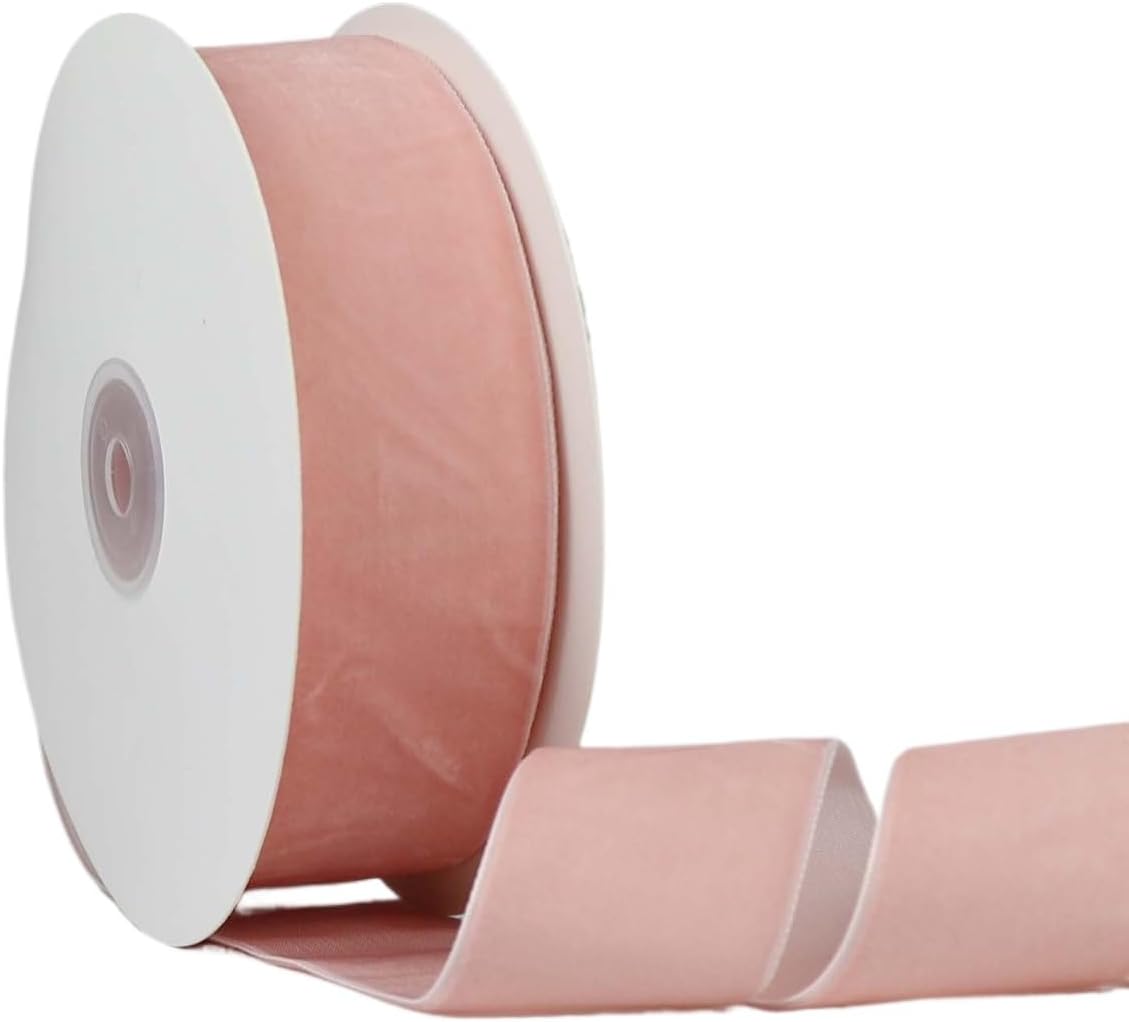 Velvet Ribbon for Gift Wrapping Christmas Decoration (05 (Light Peach), 1-1/2" (38mm) x 10 Yards)