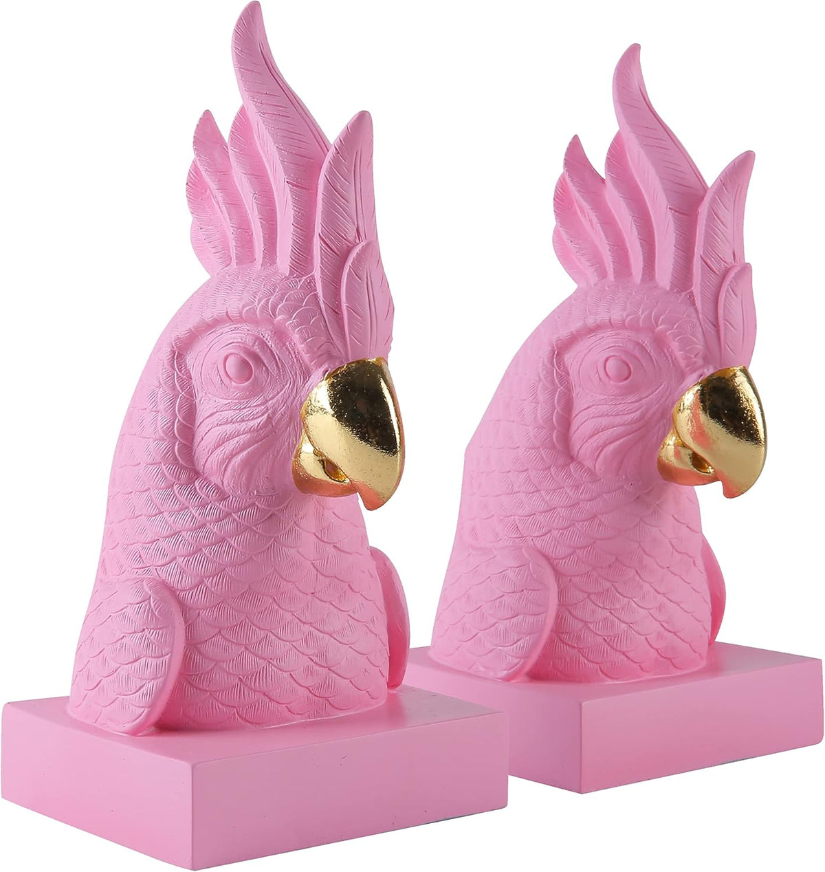 Cute Pink Parrot Decorative Bookends，Maximalist Bookshelf Decor