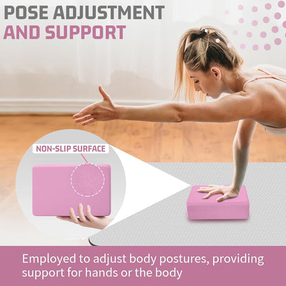 2 Pack Yoga Blocks, 3"x6"x9" Rounded Edges Non-Slip, Yoha Bricks