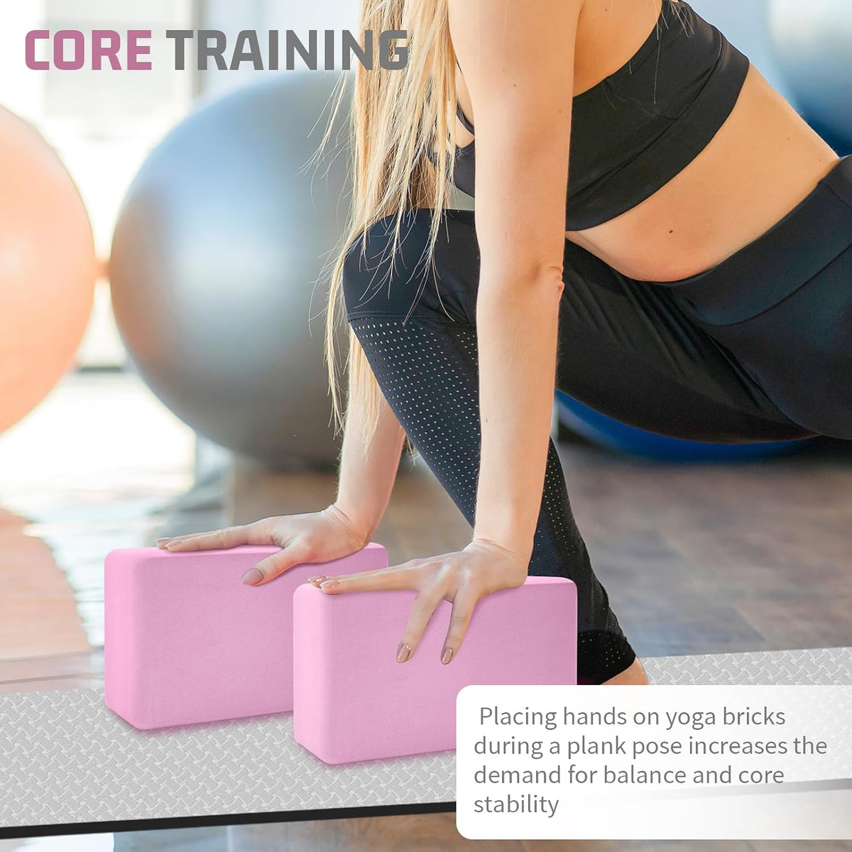 2 Pack Yoga Blocks, 3"x6"x9" Rounded Edges Non-Slip, Yoha Bricks