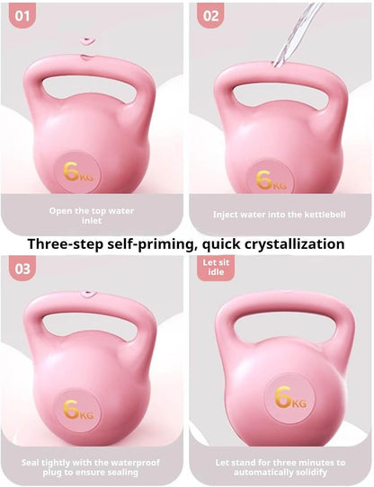 Kettlebell 6kg Water Filled Soft PE Adjustable Kettlebell, Kettlebells for Home Gym Workouts Strength Training, Portable Water Weight for Travel Fitness Home Daily Exercise Use (Pink)