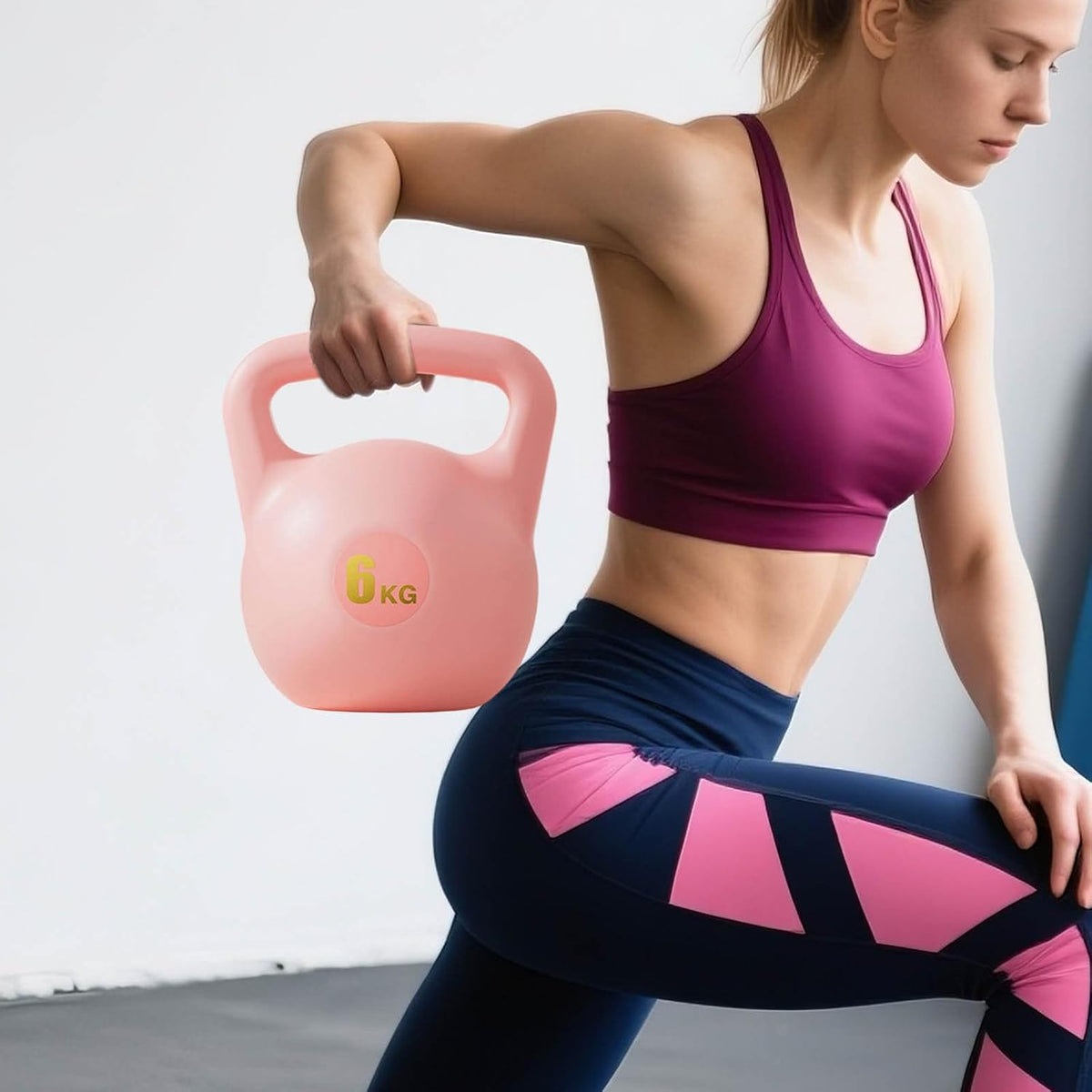 Kettlebell 6kg Water Filled Soft PE Adjustable Kettlebell, Kettlebells for Home Gym Workouts Strength Training, Portable Water Weight for Travel Fitness Home Daily Exercise Use (Pink)