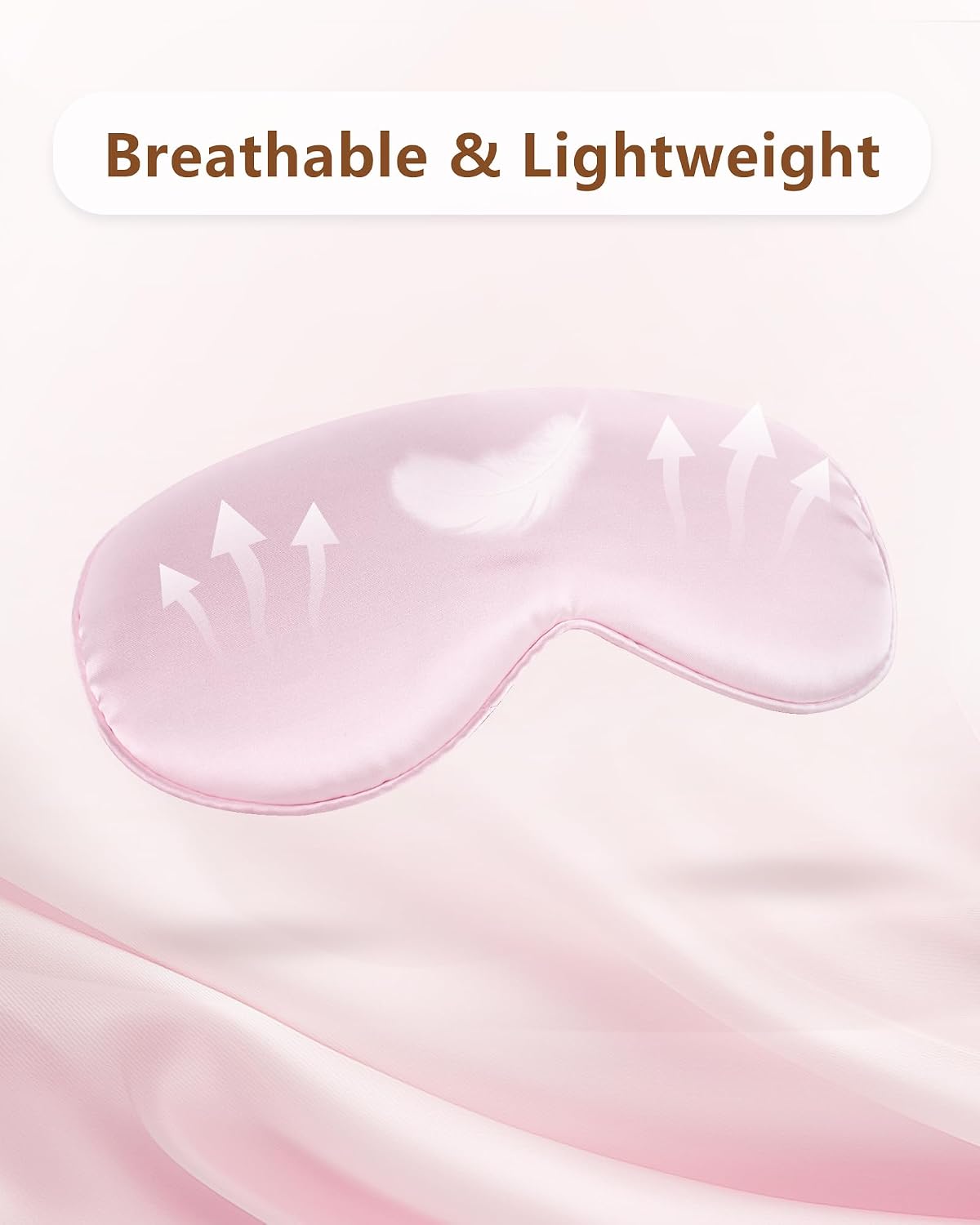 Silk Sleep Mask for Women - 100% Blackout, Super Soft Eye Mask for Side Sleepers, Sleeping Mask with Adjustable Strap, Pink Scrunchies for Women, with Travel Pouch