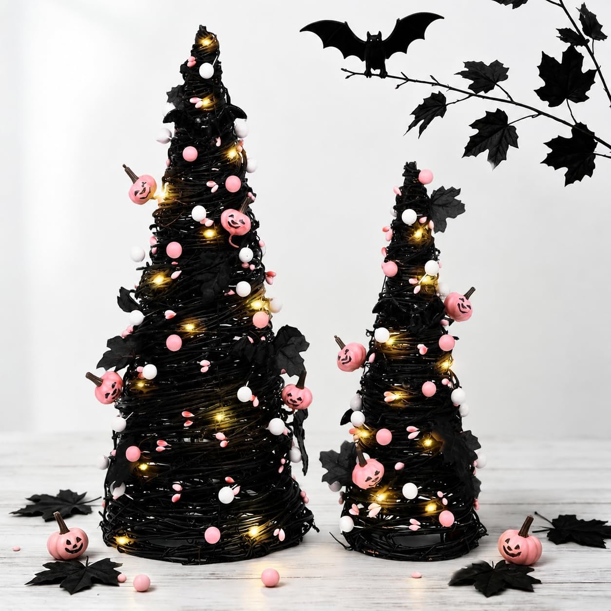 Lighted Halloween Table Tree, Pink Halloween Home Decor