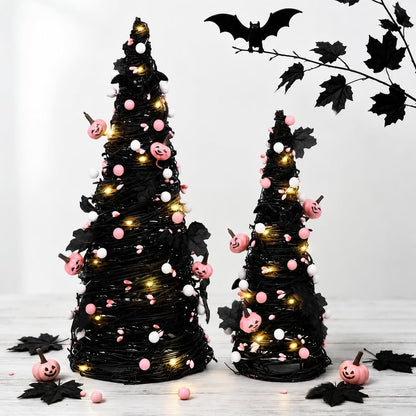 Lighted Halloween Table Tree, Pink Halloween Home Decor