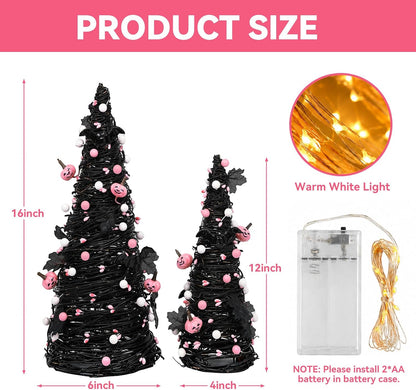 Lighted Halloween Table Tree, Pink Halloween Home Decor