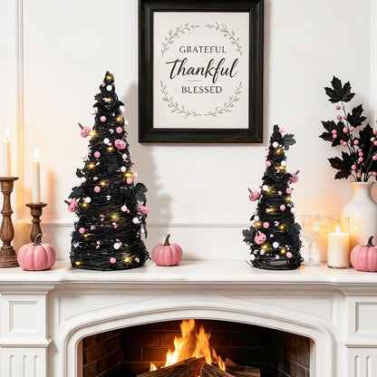 Lighted Halloween Table Tree, Pink Halloween Home Decor