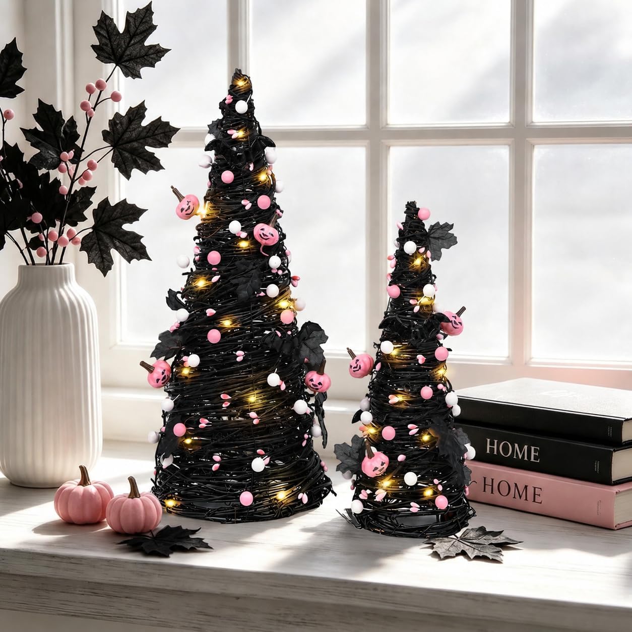 Lighted Halloween Table Tree, Pink Halloween Home Decor