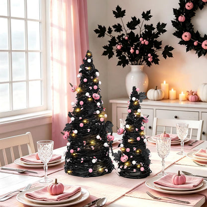Lighted Halloween Table Tree, Pink Halloween Home Decor