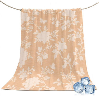 50"x60" Standard Throw Cooling Blanket Fall Floral Ice Silk Lightweight Breathable Soft Summer Blanket for Hot Sleepers Couch Bed Sofa Camping Neutral Minimalist Peach Flowers