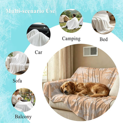 50"x60" Standard Throw Cooling Blanket Fall Floral Ice Silk Lightweight Breathable Soft Summer Blanket for Hot Sleepers Couch Bed Sofa Camping Neutral Minimalist Peach Flowers
